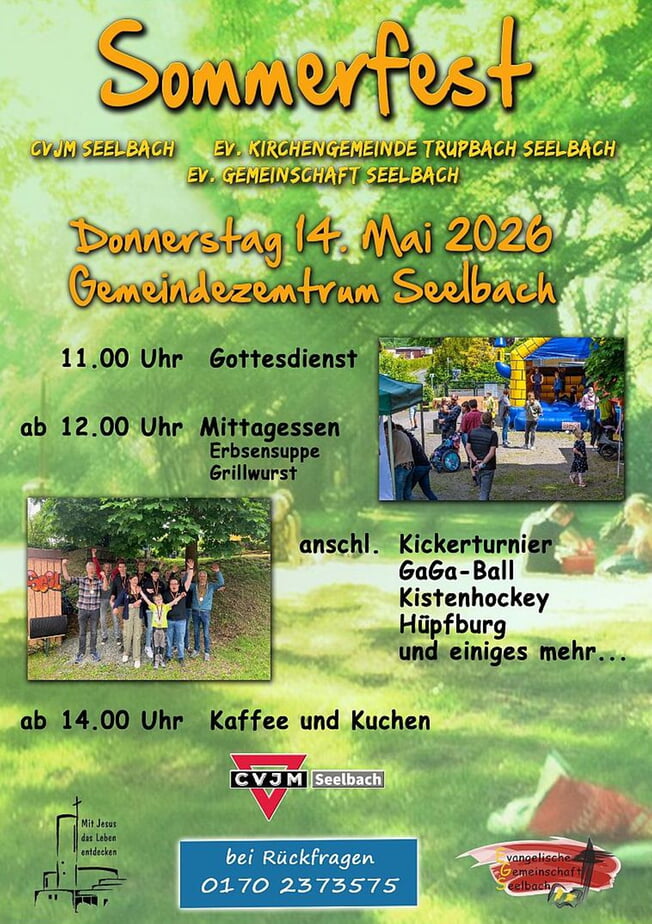 Himmelfahrt: Sommerfest gemeinsam mit CVJM und Gemeinschaft Seelbach, KEIN LIVESTREAM